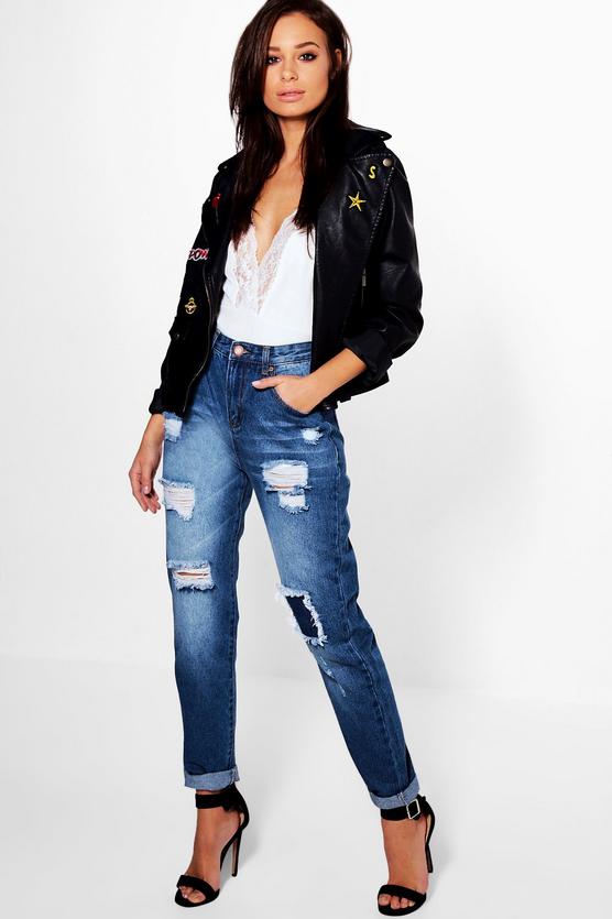 Hatty High Rise Ripped Boyfriend Jeans